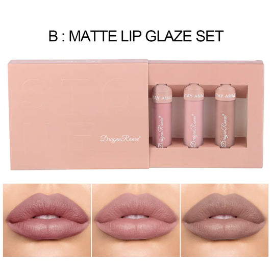 3-Piece Matte Lip Gloss Set Non-Stick to Cup
